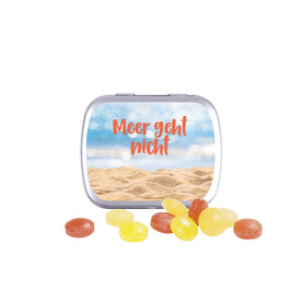 Klappdose, silber-blank, Mini Bonbons Fruchtmix bedrucken, Art.-Nr. 1015.00075