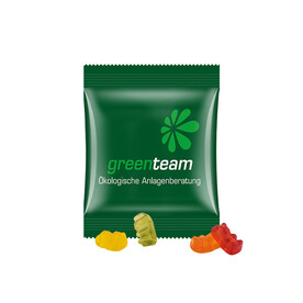 Minitüte,12 g, kompostierbare Folie weiß, Trolli Vegane Gummibärchen, 14% Fruchtsaft bedrucken, Art.-Nr. 1021.00205