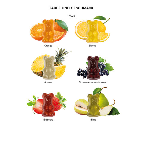 Minitüte,12 g, kompostierbare Folie weiß, Trolli Vegane Gummibärchen, 14% Fruchtsaft bedrucken, Art.-Nr. 1021.00205