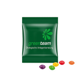 Minitüte, 10 g, kompostierbare Folie weiß, Skittles Fruits Kaubonbons bedrucken, Art.-Nr. 1021.00211