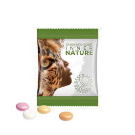 Minitüte, 8 g, Folie weiß, Mentos Kaudragee Fruit bedrucken, Art.-Nr. 1021.00305