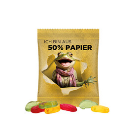 Minitüte, 15 g, Papierfolie weiß, Trolli Fruchtgummi Autos bedrucken, Art.-Nr. 1021.00433