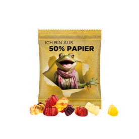 Minitüte,10 g, Papierfolie weiß, Trolli Fruchtgummibären, 30% Fruchtsaftqualität bedrucken, Art.-Nr. 1021.00436