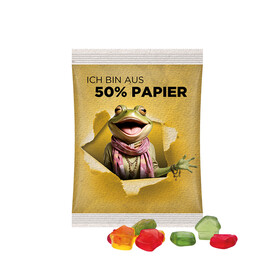 Maxitüte, Folie mit ca. 50% Papieranteil, weiß, Trolli Fruchtgummi Haus bedrucken, Art.-Nr. 1024.00063