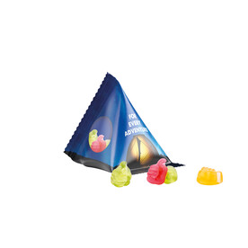 Fruchtgummi Tetraeder, Folie transparent, Trolli Fruchtgummi Daumen bedrucken, Art.-Nr. 1027.00030