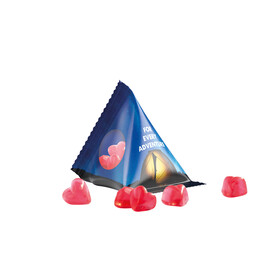 Fruchtgummi Tetraeder, Folie transparent, Trolli Fruchtgummi Herz rot bedrucken, Art.-Nr. 1027.00047