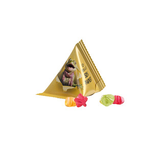 Fruchtgummi Tetraeder, Papierfolie weiß, Trolli Fruchtgummi Sterne bedrucken, Art.-Nr. 1027.00067