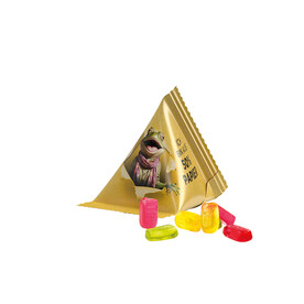 Fruchtgummi Tetraeder, Papierfolie weiß, Trolli Fruchtgummi Handy bedrucken, Art.-Nr. 1027.00068