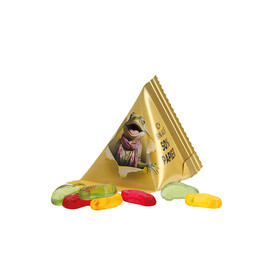 Fruchtgummi Tetraeder, Papierfolie weiß, Trolli Fruchtgummi Autos bedrucken, Art.-Nr. 1027.00069