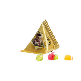 Fruchtgummi Tetraeder, Papierfolie weiß, Trolli Fruchtgummi Daumen bedrucken, Art.-Nr. 1027.00070