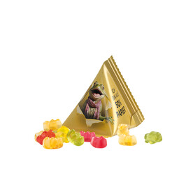 Fruchtgummi Tetraeder, Papierfolie weiß, Trolli Premium Bärchen, bedrucken, Art.-Nr. 1027.00076 Fruchtgummi Tetraeder, Papierfolie weiß, Trolli Premium Bärchen, bedrucken, Art.-Nr. 1027.00076
