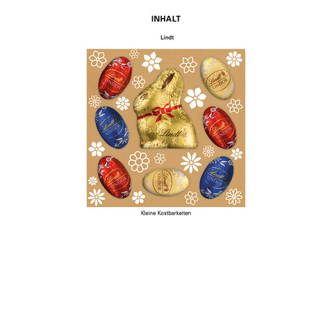 Lindt Präsent im Werbeschuber, Kleine Kostbarkeiten Goldhase bedrucken, Art.-Nr. 1057.00006