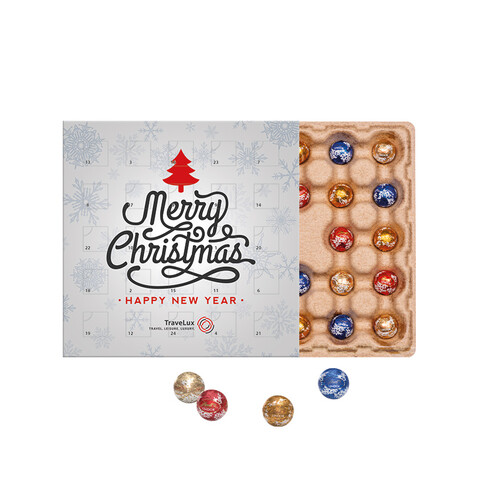 Minikugel Adventskalender ECO, Papierblister, LINDOR Lindt Mini Kugeln bedrucken, Art.-Nr. 1087.00002