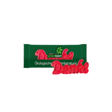 Trolli Fruchtgummi &quot;Danke&quot;, Folie kompostierbar transparent bedrucken, Art.-Nr. 1127.00002