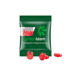Minitüte Sonderform, 10 g, Folie kompostierbar transparent, Fruchtgummi , 10 % Fruchtsaftanteil bedrucken, Art.-Nr. 1159.00285 Minitüte Sonderform, 10 g, Folie kompostierbar transparent, Fruchtgummi , 10 % Fruchtsaftanteil bedrucken, Art.-Nr. 1159.00285