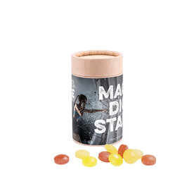 Papierdose Eco Midi mit Mini Bonbons Fruchtmix bedrucken, Art.-Nr. 1179.00028