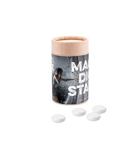 Papierdose Eco Midi mit Mentos Kaudragee Mint bedrucken, Art.-Nr. 1179.00035