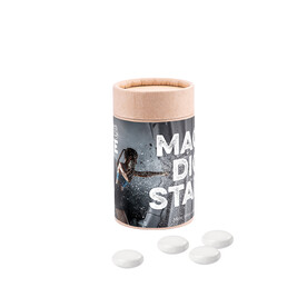 Papierdose Eco Midi mit Mentos Kaudragee Mint bedrucken, Art.-Nr. 1179.00035