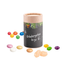 Papierdose Eco Midi mit Werbeetikett, verschiedene Füllungen lieferbar bedrucken, Art.-Nr. 1179.gp