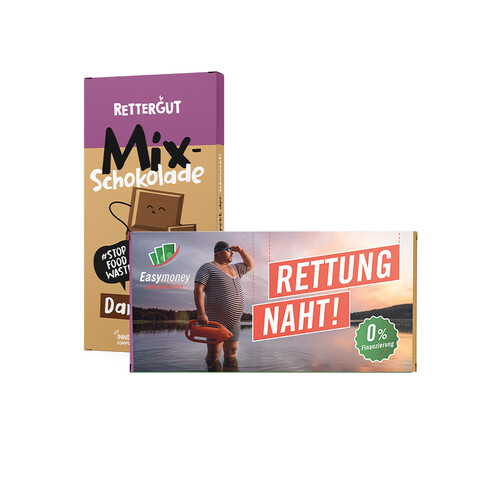 Rettergut Schokolade im Werbeschuber bedrucken, Art.-Nr. 1203.00002 Rettergut Schokolade im Werbeschuber bedrucken, Art.-Nr. 1203.00002