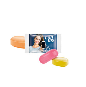 Fruchtmix Bonbon im weißen Flowpack bedrucken, Art.-Nr. 1209.00001