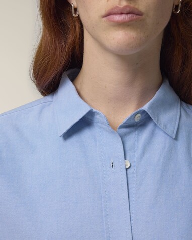 Stella Oxford Shirt - Das Damen-Oxfordhemd - Blue Oxford - XXL bedrucken, Art.-Nr. STWW971C3632X