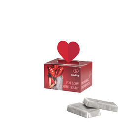 Geschenkbox Mini Herz, Alpenmilch Schokotäfelchen bedrucken, Art.-Nr. 1271.00035