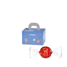 Geschenkbox Mini Koffer, Lindt LINDOR Milchkugeln bedrucken, Art.-Nr. 1271.00040