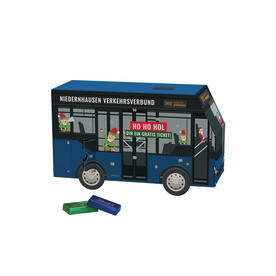 Adventskalender Bus, Lindt Schokotäfelchen bedrucken, Art.-Nr. 1275.00002