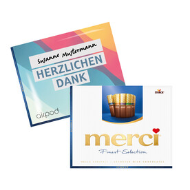 MERCI PRALINEN „FINEST SELECTION” bedrucken, Art.-Nr. 91609 MERCI PRALINEN „FINEST SELECTION” bedrucken, Art.-Nr. 91609