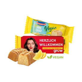 MINI KUCHEN VEGAN MIT WERBEBANDEROLE bedrucken, Art.-Nr. 91648