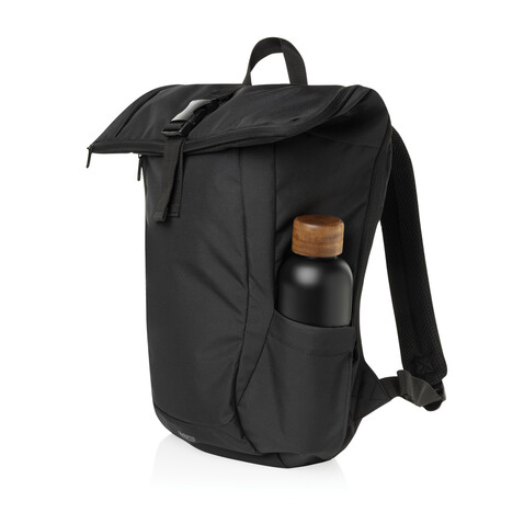 Swiss Peak Aware™ RPET Leonard 15,6&quot;-Laptop-Rucksack schwarz bedrucken, Art.-Nr. P763.4601