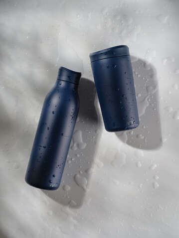 Avira Alok 360 Klick-Wasserflasche aus RCS rec. Stahl, 600ml navy blau bedrucken, Art.-Nr. P438.0925