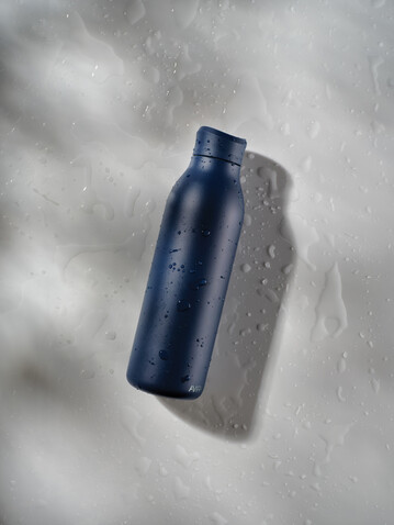 Avira Alok 360 Klick-Wasserflasche aus RCS rec. Stahl, 600ml navy blau bedrucken, Art.-Nr. P438.0925