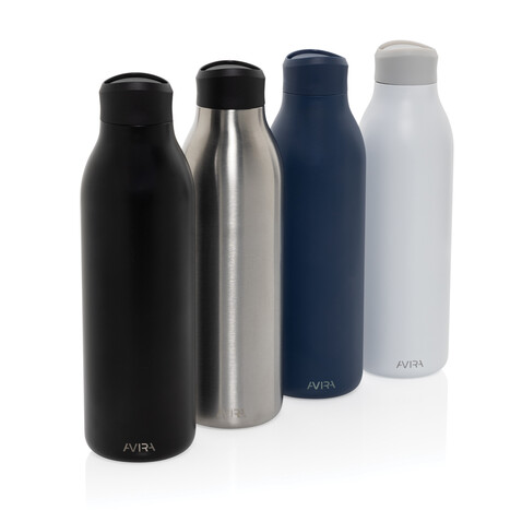 Avira Alok 360 Klick-Wasserflasche aus RCS rec. Stahl, 600ml silber bedrucken, Art.-Nr. P438.0902