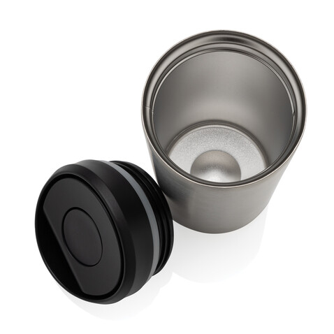Avira Alix Klickbecher aus RCS rec. Stahl 400ml silber bedrucken, Art.-Nr. P438.1002