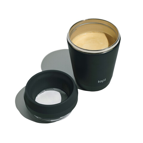 Topl-Trinkbecher aus rec. Stahl mit 360-Grad-Deckel 236ml grau bedrucken, Art.-Nr. RBTGS8CH