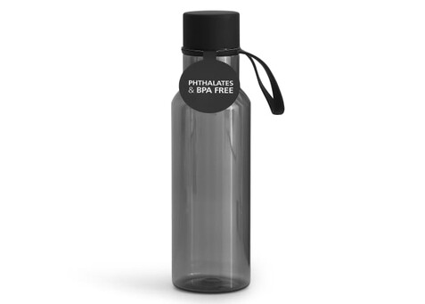Wasserflasche 600 ml - Transparent / Schwarz bedrucken, Art.-Nr. LT52040-N0402