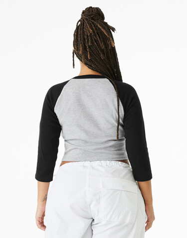 Bella Women`s Micro Rib 3/4 Raglan Baby Tee, White/Black, 2XL bedrucken, Art.-Nr. 028060567