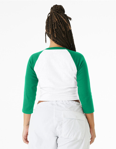 Bella Women`s Micro Rib 3/4 Raglan Baby Tee, White/True Royal, 2XL bedrucken, Art.-Nr. 028060627