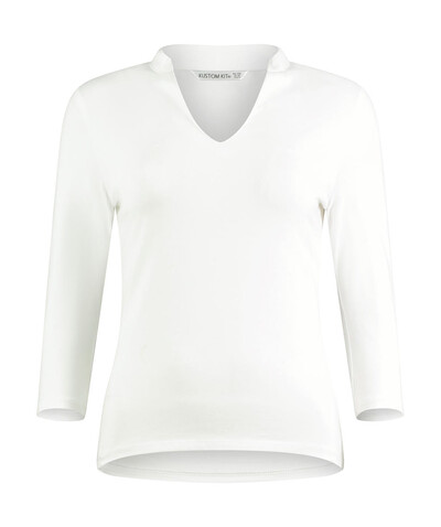 Kustom Kit Regular Fit Mandarin Collar Top 3/4 Sleeve, White, XS/S (8/10) bedrucken, Art.-Nr. 117110003