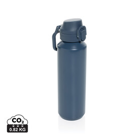 Via RCS Re-Steel Sportflasche mit Verschluss, 600ml navy blau bedrucken, Art.-Nr. P437.5025