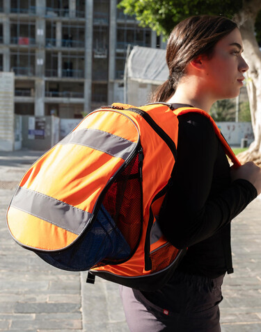 Shugon Hi-Vis Backpack, Hi-Vis Orange/Black, One Size bedrucken, Art.-Nr. 621384650