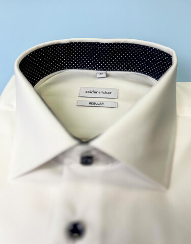 Seidensticker Contrast Patch Regular Fit 1/1 Business Kent, White, 38 bedrucken, Art.-Nr. 721200000