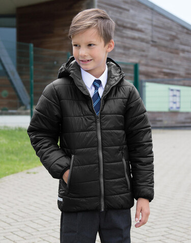 Result Junior/Youth Soft Padded Jacket, Black/Orange, 2XS (2-3) bedrucken, Art.-Nr. 881331781