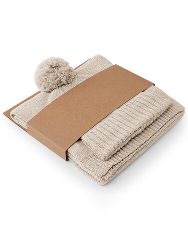 Beechfield Knitted Scarf and Beanie Gift Set, Light Grey Fleck, One Size bedrucken, Art.-Nr. 986691190