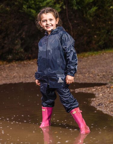 Result Junior Waterproof Jacket/Trouser Set, Navy, XL (11-12/152) bedrucken, Art.-Nr. 998332007