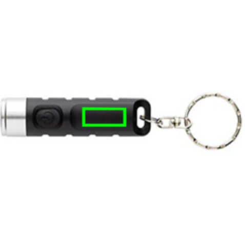Globix USB Schlüsselanhänger-Taschenlampe aus RCS rABS schwarz bedrucken, Art.-Nr. P514.0201