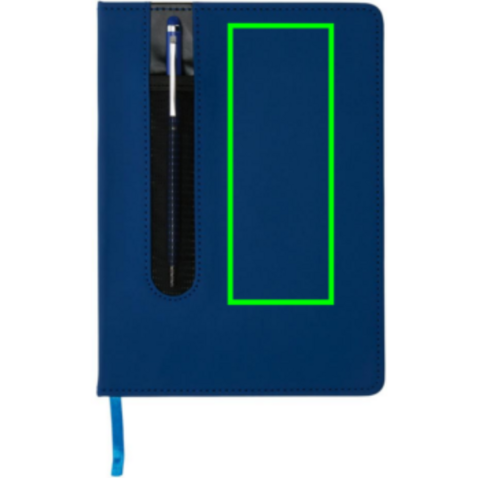 Basic Hardcover PU A5 Notizbuch mit Stylus-Stift navy blau bedrucken, Art.-Nr. P773.315