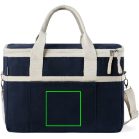 VINGA Volonne AWARE™ Kühlkorb aus recyceltem Canvas blau, off white bedrucken, Art.-Nr. V422105